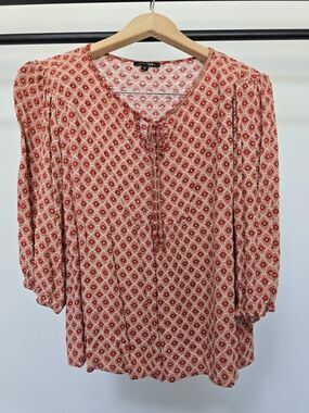 Papermoon Coral Geometric Tie-Front Blouse